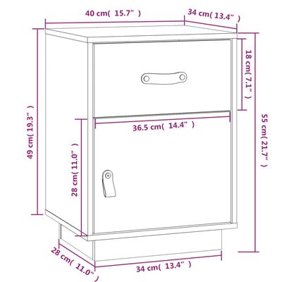 vidaXL Nočné stolíky 2 ks biele 40x34x35 cm borovicový masív