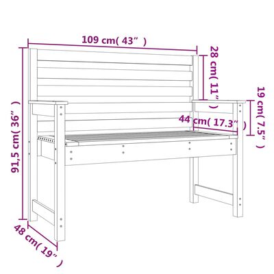 vidaXL Záhradná lavica čierna 109x48x91,5 cm masívna borovica