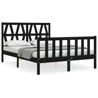 vidaXL Rám postele s čelom čierny 140x190 cm masívne drevo