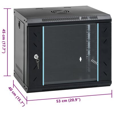 vidaXL 6U Nástenná serverová skriňa 19" IP20 53x40x45 cm