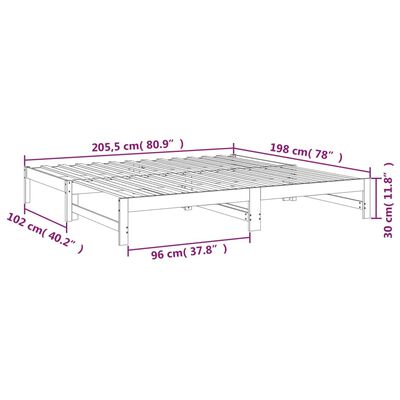 vidaXL Rozkladacia denná posteľ sivá 2x(100x200) cm borovicový masív