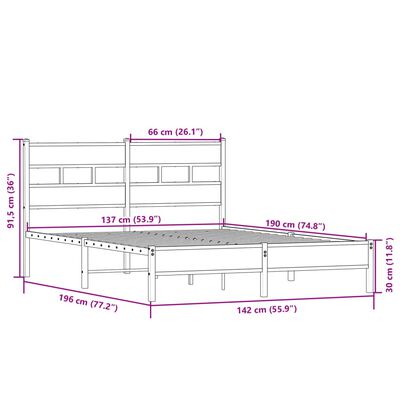 vidaXL Posteľný rám bez matraca dub sonoma 137x190 cm kompozitné drevo