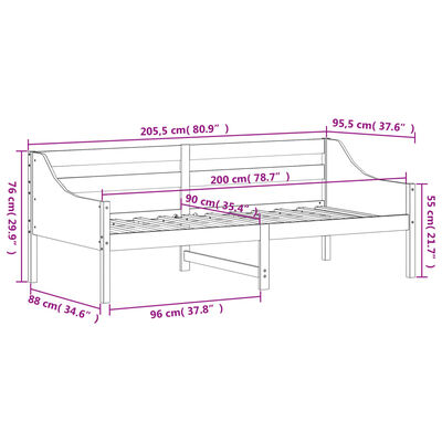 vidaXL Denná posteľ s matracom biela 90x200 cm masívna borovica