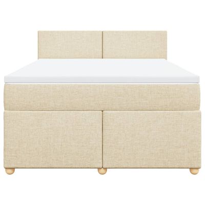 vidaXL Posteľný rám boxspring s matracom krémový 160x200 cm látka