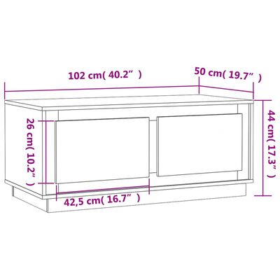 vidaXL Konferenčný stolík lesklý biely 102x50x44 cm spracované drevo