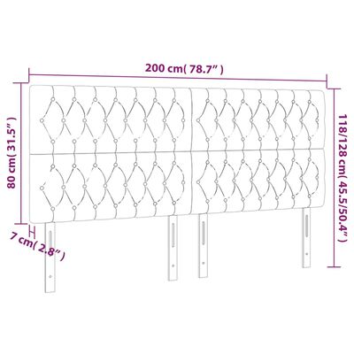 vidaXL Čelá postele 4 ks tmavomodrá 100x7x78/88 cm zamat