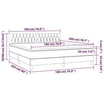 vidaXL Posteľný rám boxsping s matracom bledosivý 180x200 cm zamat