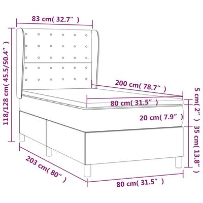 vidaXL Posteľný rám boxsping s matracom bledosivý 80x200 cm zamat