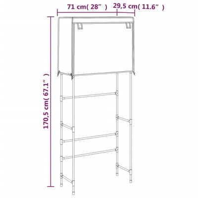 vidaXL 2-poschodový regál nad práčku krémový 71x29,5x170,5 cm železo