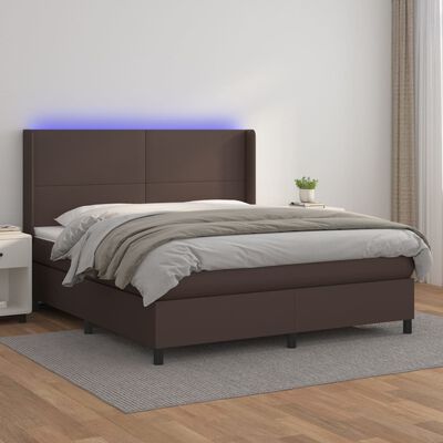 vidaXL Boxspring posteľ s matracom a LED hnedá 160x200 cm umelá koža