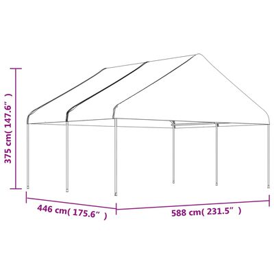 vidaXL Altánok so strechou, biely 4,46x5,88x3,75 m, polyetylén