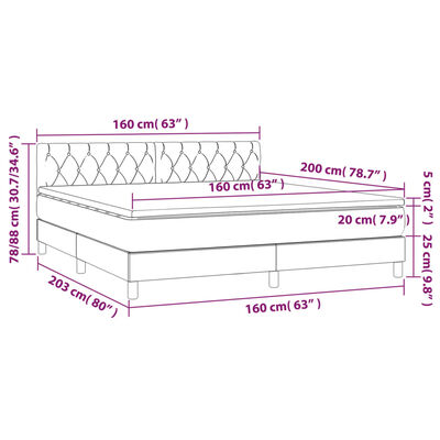 vidaXL Posteľný rám boxspring s matracom krémový 160x200 cm látka