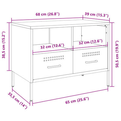 vidaXL TV skrinka horčicovožltá 68x39x50,5cm oceľ valcovaná za studena