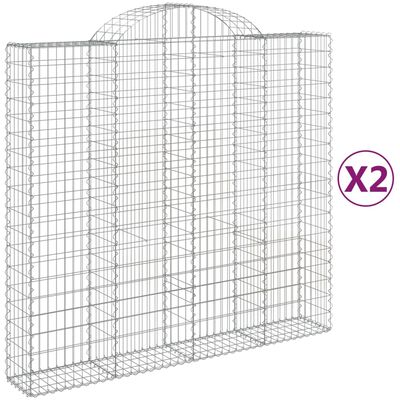 vidaXL Oblúkové gabiónové koše 2ks 200x50x180/200cm pozinkované železo