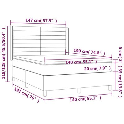 vidaXL Posteľný rám boxspring s matracom čierny 140x190 cm zamat