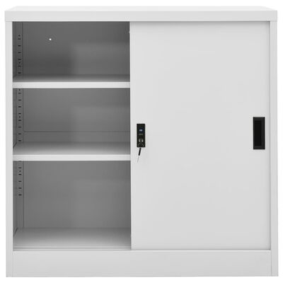 vidaXL Kancelárska skriňa s posuvnými dverami bledosivá 90x40x90 cm oceľ