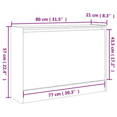 vidaXL Botník dymový dub 80x21x57 cm kompozitné drevo