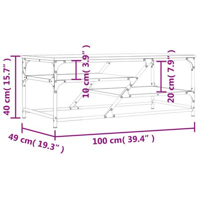 vidaXL Konferenčný stolík dub sonoma 100x49x40 cm kompozitné drevo