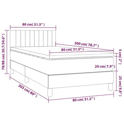 vidaXL Posteľný rám boxsping s matracom tmavosivý 80x200 cm látka