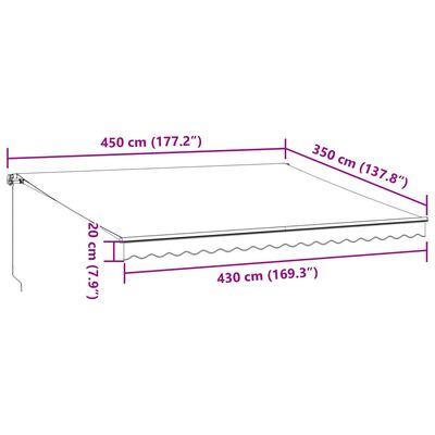 vidaXL Ručne zaťahovacia markíza hnedá 450x350 cm