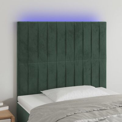 vidaXL Čelo postele s LED tmavozelené 100x5x118/128 cm zamat