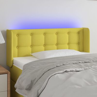 vidaXL Čelo postele s LED zelené 93x16x78/88 cm látka