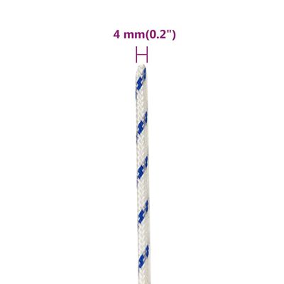 vidaXL Lodné lano biele 4 mm 500 m polypropylén