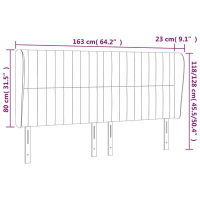 vidaXL Čelo postele so záhybmi bledosivé 163x23x118/128 cm látka