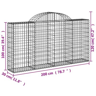 vidaXL Oblúkové gabiónové koše 40 ks 200x30x100/120cm pozinkov. železo