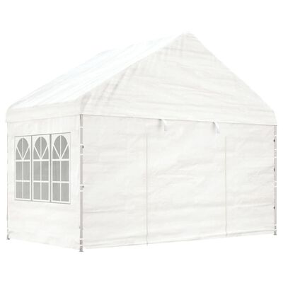 vidaXL Altánok so strechou, biely 13,38x4,08x3,22 m, polyetylén