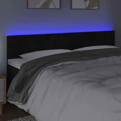 vidaXL Čelo postele s LED čierne 200x5x78/88 cm zamat