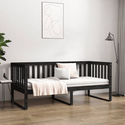 vidaXL Denná posteľ čierna 100x200 cm borovicový masív