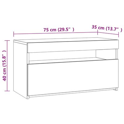 vidaXL TV skrinka s LED svetlami dub sonoma 75x35x40 cm