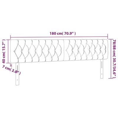 vidaXL Čelo postele s LED krémové 180x7x78/88 cm látka