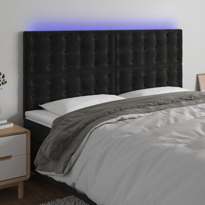 vidaXL Čelo postele s LED čierne 200x5x118/128 cm zamat