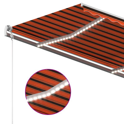 vidaXL Ručne zaťahovacia markíza s LED 300x250 cm oranžovo-hnedá