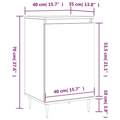 vidaXL Komoda dymový dub 40x35x70 cm kompozitné drevo