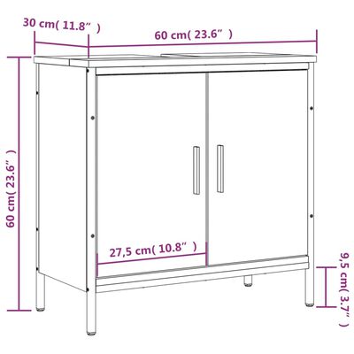 vidaXL Skrinka na umývadlo hnedý dub 60x30x60 cm kompozitné drevo