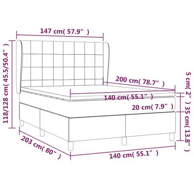 vidaXL Posteľný rám boxsping s matracom tmavozelený 140x200 cm zamat