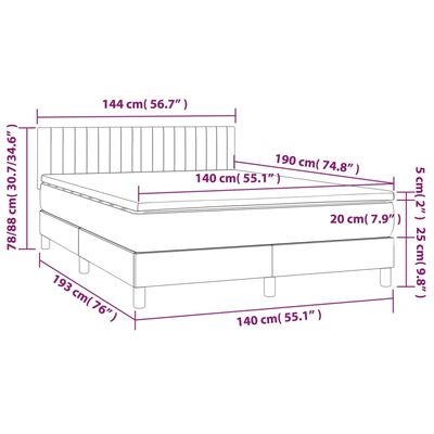 vidaXL Posteľný rám boxspring s matracom čierny 140x190 cm zamat