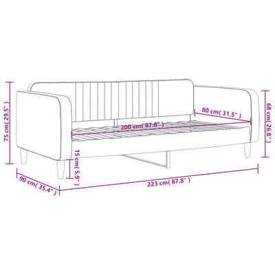 vidaXL Denná posteľ ružová 80x200 cm zamat