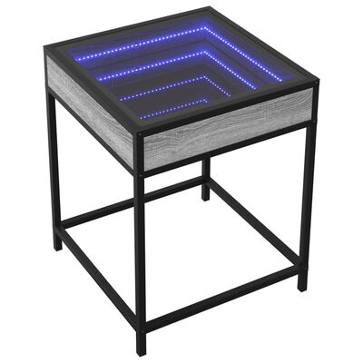 vidaXL Konferenčný stolík s nekonečnými LED sivý sonoma 40x40x51 cm