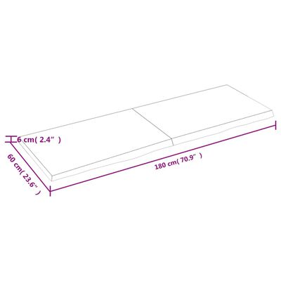 vidaXL Stolová doska 180x60x(2-6) cm neošetrený dubový masív