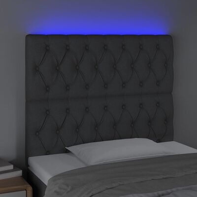 vidaXL Čelo postele s LED tmavosivé 100x7x118/128 cm látka