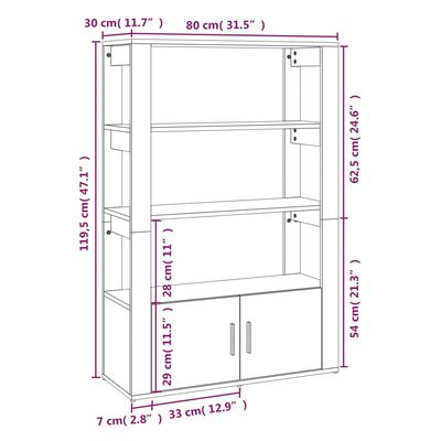 vidaXL Komoda čierna 80x30x119,5 cm spracované drevo