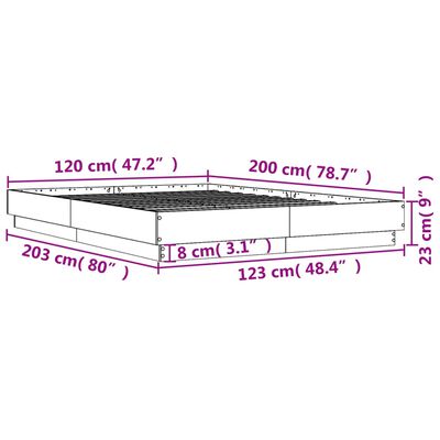 vidaXL Rám postele s LED svetlami dub sonoma 120x200 cm