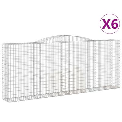 vidaXL Oblúkové gabiónové koše 6ks 400x50x160/180cm pozinkované železo