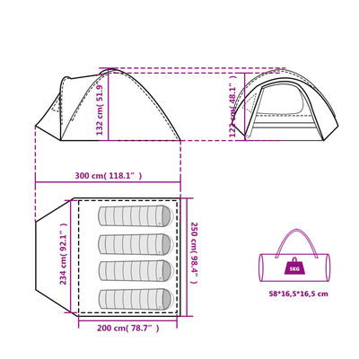 vidaXL Kempingový stan, kupola, 4 osoby, biely, zatemňovacia látka