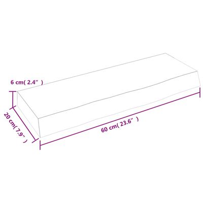 vidaXL Nástenná polica tmavohnedá 60x20x6 cm ošetrený dubový masív