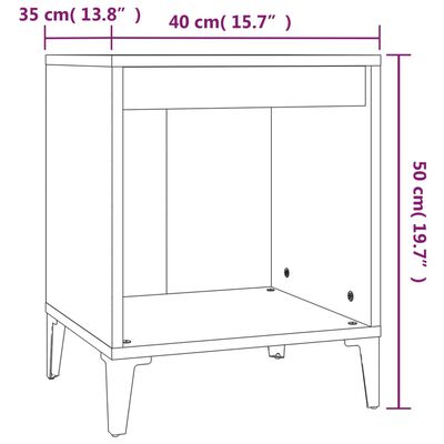 vidaXL Nočný stolík dymový dub 40x35x50 cm